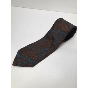 FC French Connection Vintage silk tie USA made Men's Classic Paisley Blue Brown